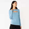 Women's Nine West Fitted Long Sleeve Cutout Top -Nine West shop 5817132 Mystic Creek