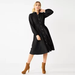 Women's Nine West Midi Shirt Dress -Nine West shop 5831853 Mineral Black