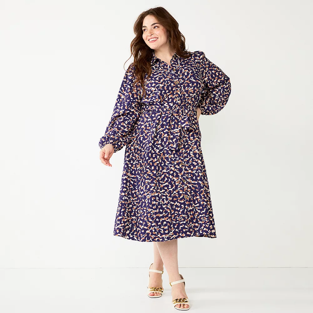Plus Size Nine West Midi Shirt Dress 3 Plus Size Nine West Midi Shirt Dress