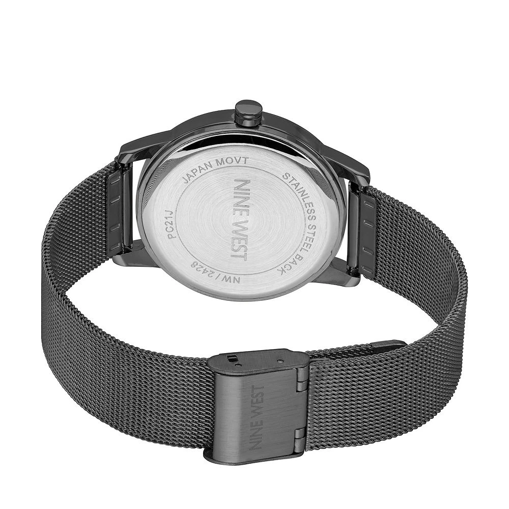 Nine West Women's Gray Stainless Steel Mesh Bracelet Watch with Flower Dial 4 Nine West Women's Gray Stainless Steel Mesh Bracelet Watch with Flower Dial - Image 2