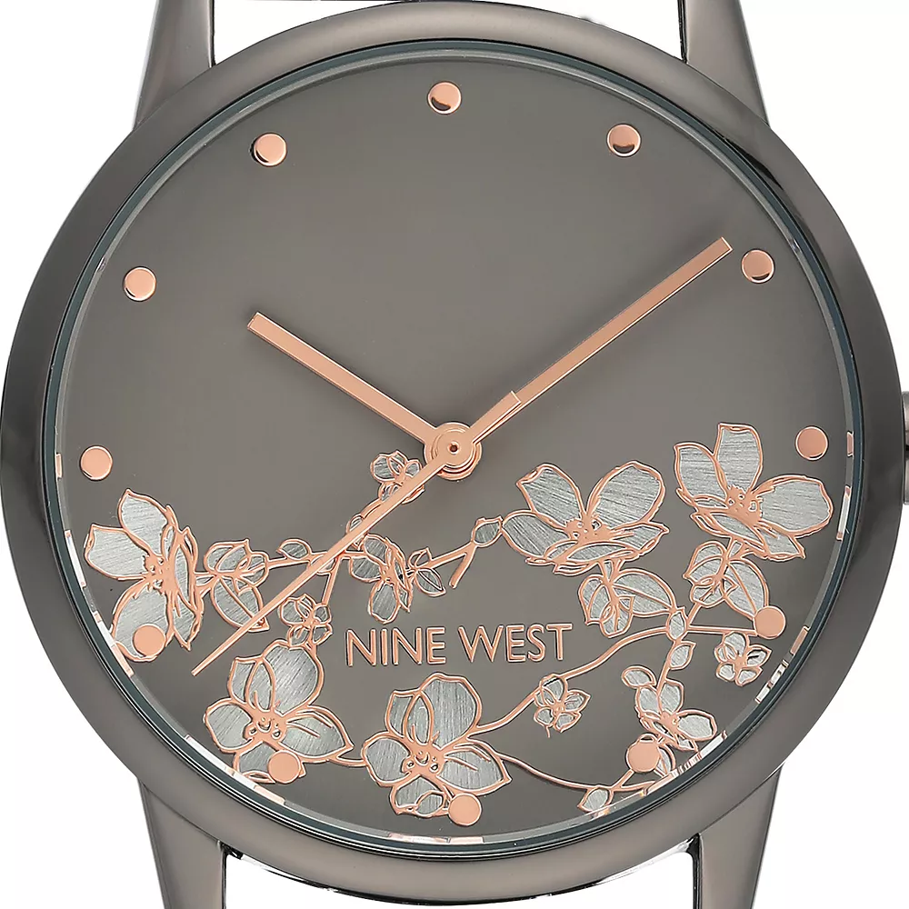 Nine West Women's Gray Stainless Steel Mesh Bracelet Watch with Flower Dial 5 Nine West Women's Gray Stainless Steel Mesh Bracelet Watch with Flower Dial - Image 3