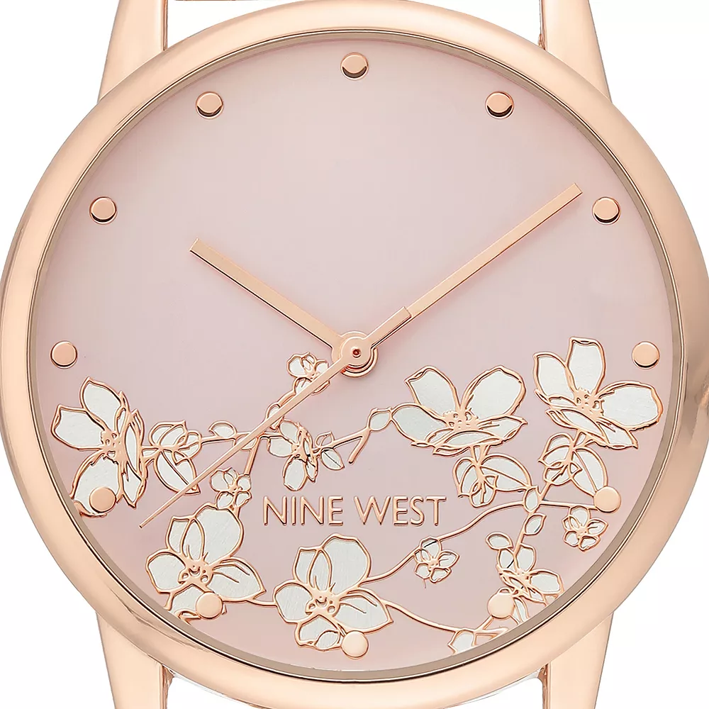Nine West Women's Stainless Steel Mesh Bracelet Watch with Flower Dial 5 Nine West Women's Stainless Steel Mesh Bracelet Watch with Flower Dial - Image 3