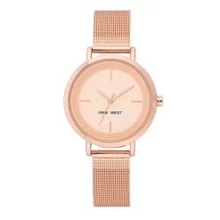 Nine West Women's Rose Gold Tone Mesh Bracelet Watch