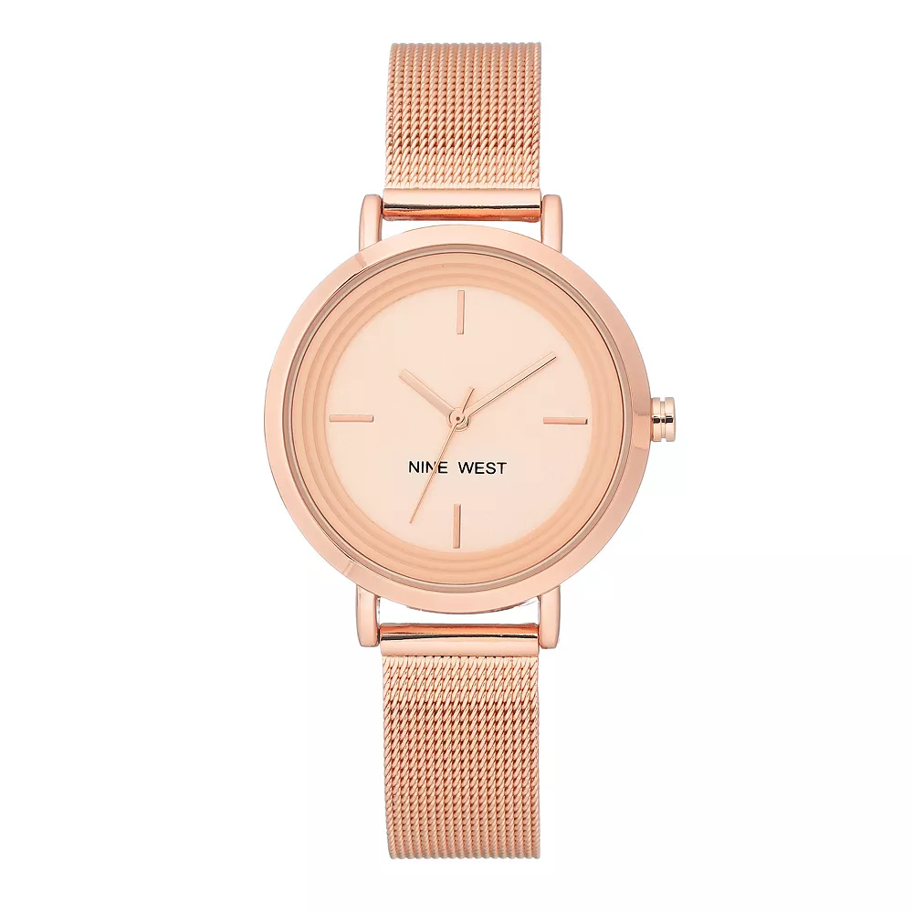 Nine West Women's Rose Gold Tone Mesh Bracelet Watch 3 Nine West Women's Rose Gold Tone Mesh Bracelet Watch