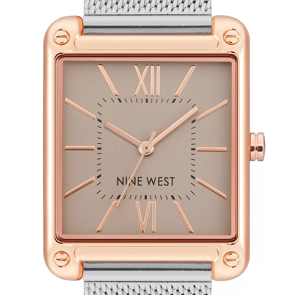 Nine West Women's Two Tone Rectangle Dial Dress Watch 6 Nine West Women's Two Tone Rectangle Dial Dress Watch - Image 4