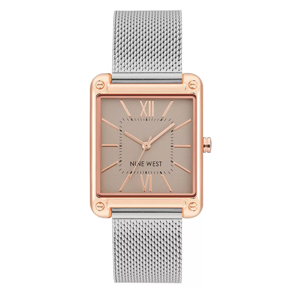 Nine West Women's Two Tone Rectangle Dial Dress Watch 3 Nine West Women's Two Tone Rectangle Dial Dress Watch