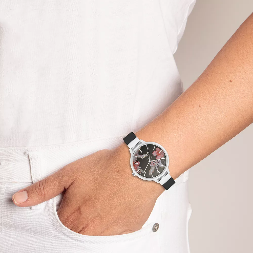 Nine West Women's Black Strap Watch with Flower Dial 7 Nine West Women's Black Strap Watch with Flower Dial - Image 5