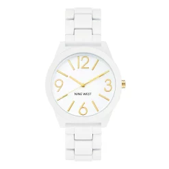 Nine West Women's White Rubberized Link Watch
