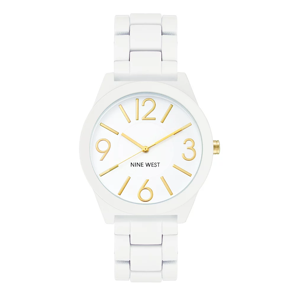 Nine West Women's White Rubberized Link Watch 3 Nine West Women's White Rubberized Link Watch