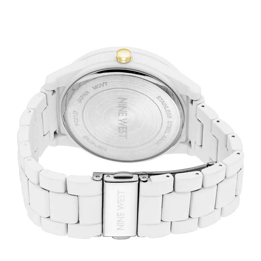 Nine West Women's White Rubberized Link Watch 4 Nine West Women's White Rubberized Link Watch - Image 2