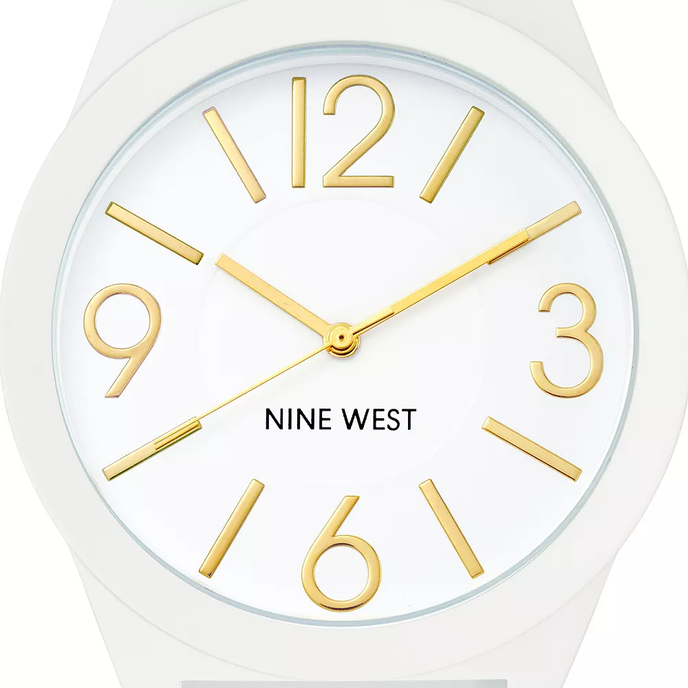 Nine West Women's White Rubberized Link Watch 5 Nine West Women's White Rubberized Link Watch - Image 3