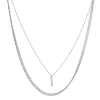 Nine West Silver Tone Layered Chain Bar Pendant Necklace 2 Nine West Silver Tone Layered Chain Bar Pendant Necklace -Nine West shop 5893120