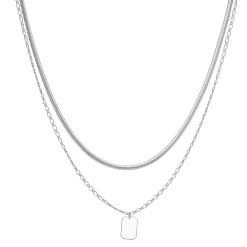 Nine West Silver Tone Double Row Pendant Necklace