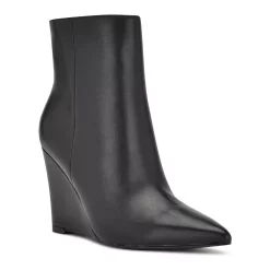 Nine West Paes Women's Leather Wedge Booties 10 Nine West Paes Women's Leather Wedge Booties -Nine West shop 5904083 Black Leather