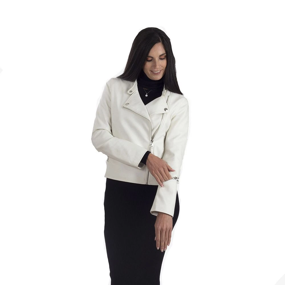 Women's Nine West Faux-Leather Biker Jacket 3 Women's Nine West Faux-Leather Biker Jacket
