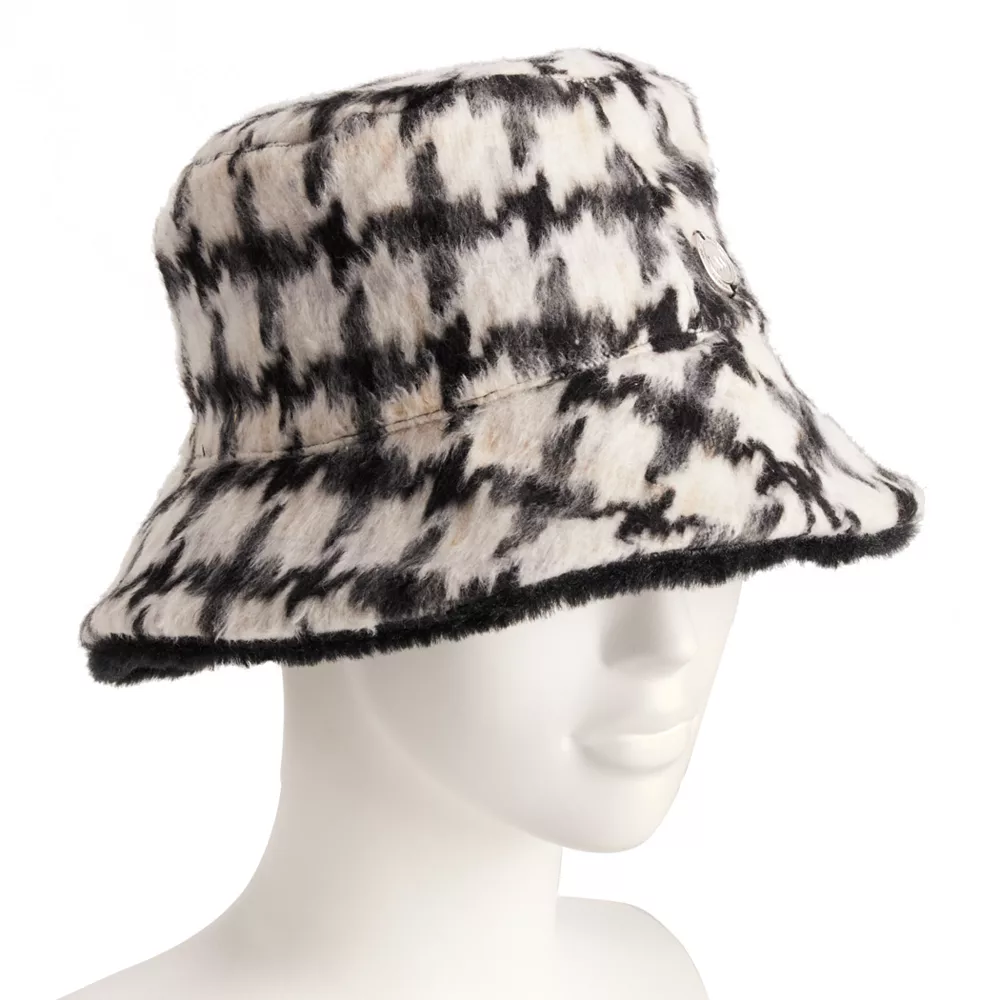 Women's Nine West Reversible Houndstooth Faux Fur Bucket Hat 5 Women's Nine West Reversible Houndstooth Faux Fur Bucket Hat - Image 3