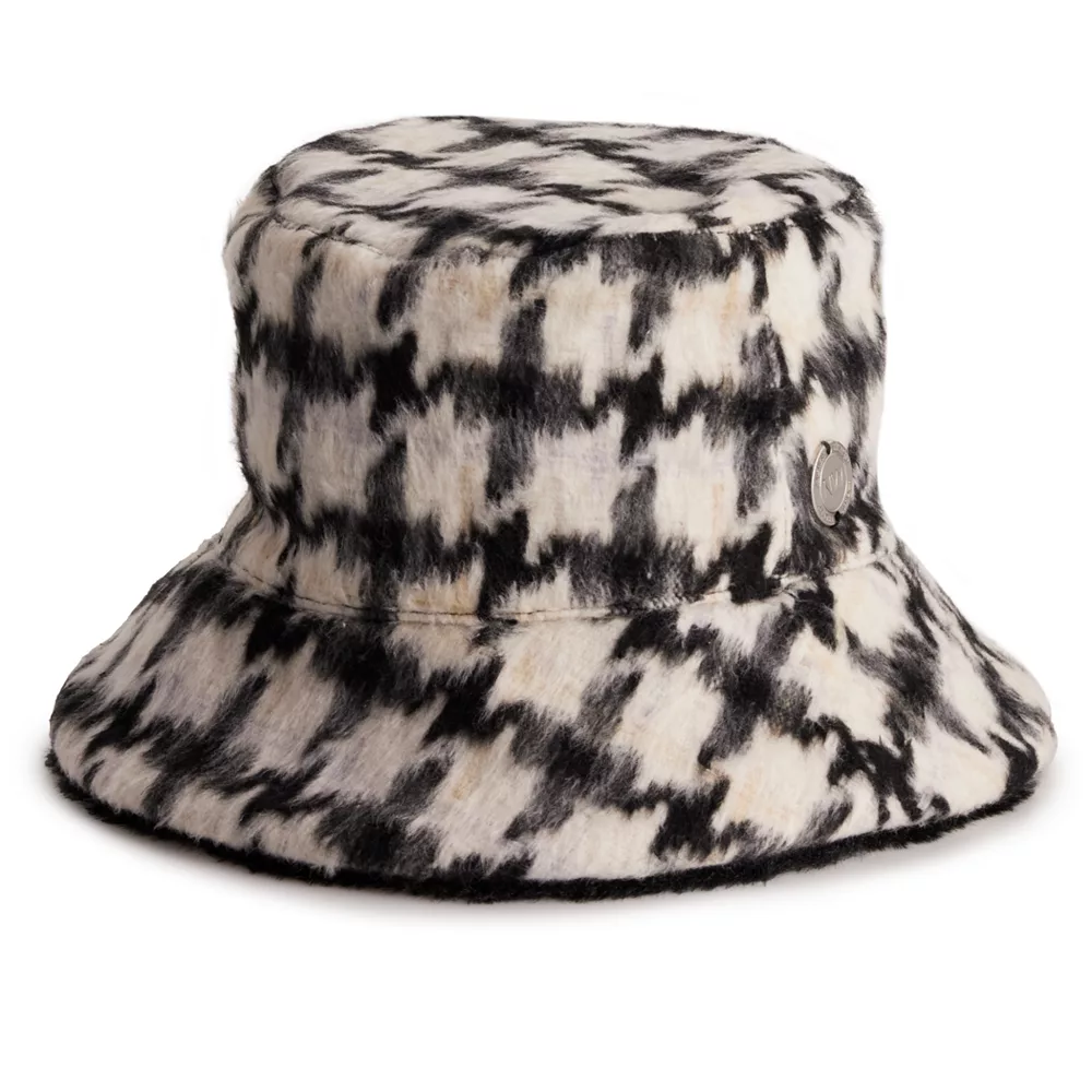 Women's Nine West Reversible Houndstooth Faux Fur Bucket Hat 4 Women's Nine West Reversible Houndstooth Faux Fur Bucket Hat - Image 2