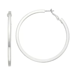 Nine West Silver Tone Flat Hoop Earrings