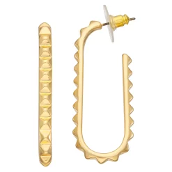 Nine West Gold Tone Elongated Geometric Hoop Earrings