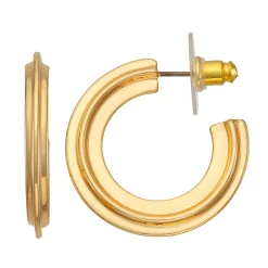 Nine West Gold Tone Layered Cross Hoop Earrings