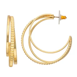 Nine West Gold Tone Triple Orbital Hoop Earrings
