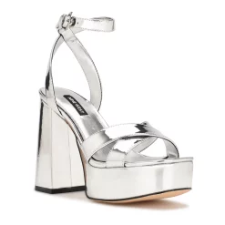 Nine West Joya Women's Platform Dress Sandals 11 Nine West Joya Women's Platform Dress Sandals -Nine West shop 5970503 Silver Mirror Metallic