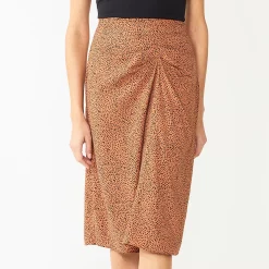 Women's Nine West Side Ruched Midi Skirt 14 Women's Nine West Side Ruched Midi Skirt -Nine West shop 5975590 Scribble Dot Brown