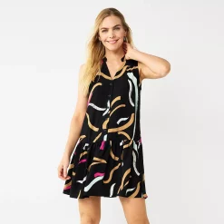 Women's Nine West Button Front Ruffle Hem Dress