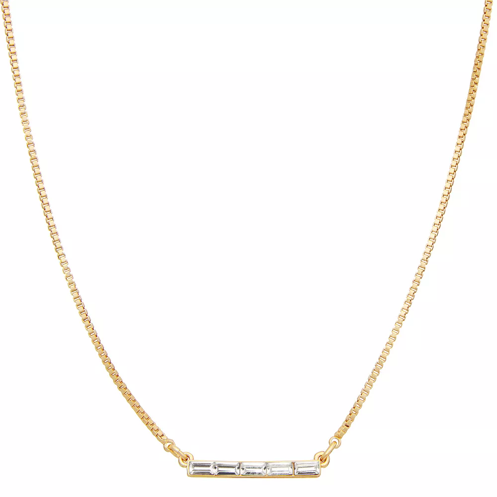 Nine West Gold Tone Crystal Bar Necklace 3 Nine West Gold Tone Crystal Bar Necklace