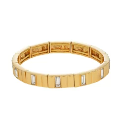 Nine West Gold Tone Crystal Link Stretch Bracelet