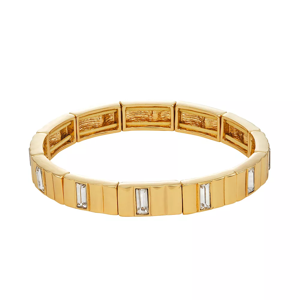 Nine West Gold Tone Crystal Link Stretch Bracelet 3 Nine West Gold Tone Crystal Link Stretch Bracelet