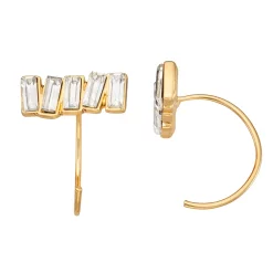 Nine West Gold Tone Crystal Cluster Mini Threader Earrings