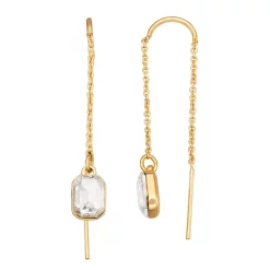 Nine West Gold Tone Crystal Drop Threader Earrings