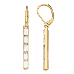 Nine West Gold Tone Crystal Baguette Linear Drop Earrings