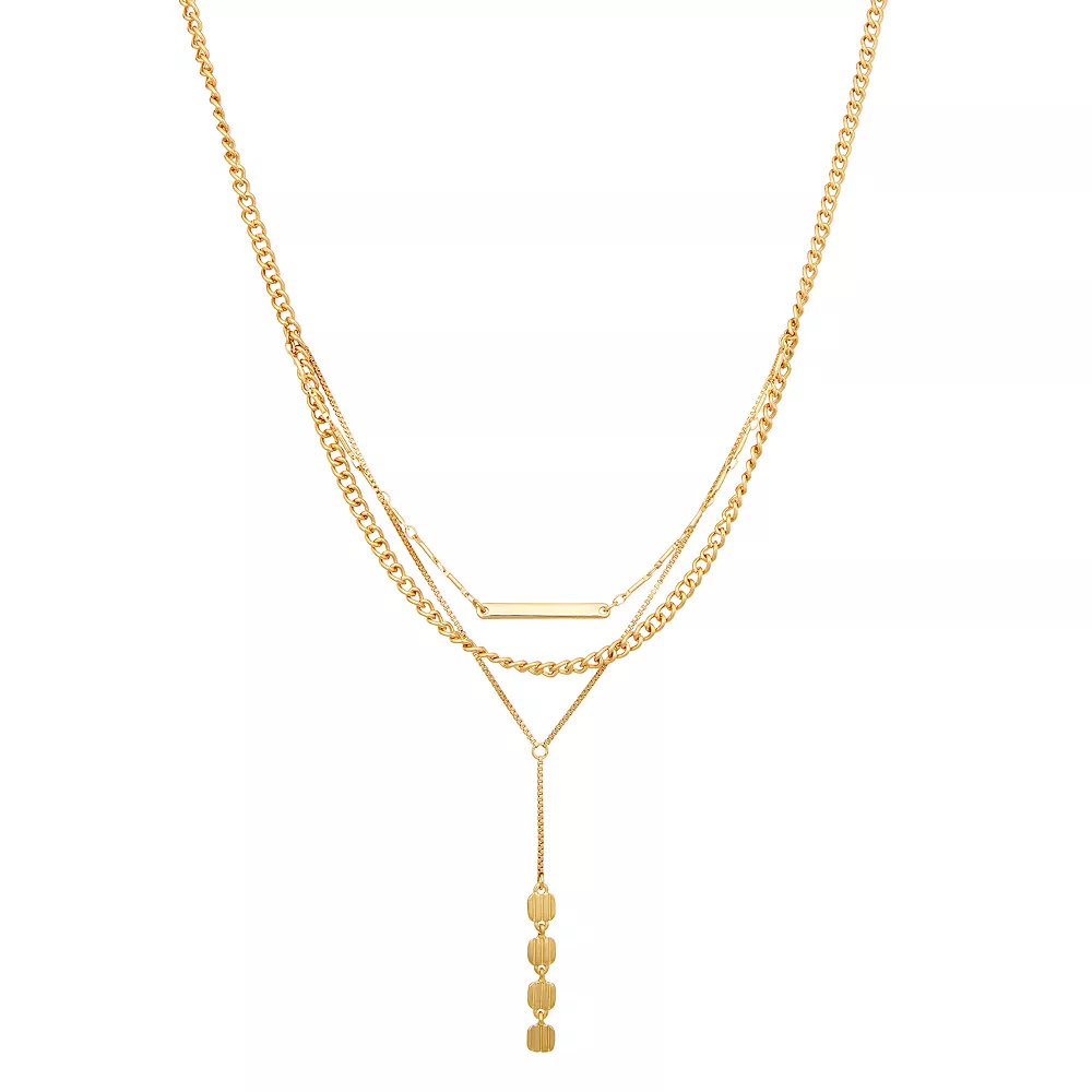 Nine West Gold Tone Multi-Row Y-Necklace 3 Nine West Gold Tone Multi-Row Y-Necklace