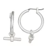 Nine West Silver Tone Bar Hoop Earrings -Nine West shop 6016016