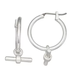 Nine West Silver Tone Bar Hoop Earrings