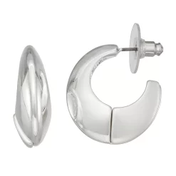 Nine West Silver Tone C Hoop Earrings