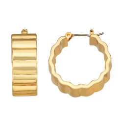 Nine West Gold Tone Wavy Hoop Earrings