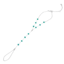 Nine West Silver Tone Aqua Beaded Hand Chain