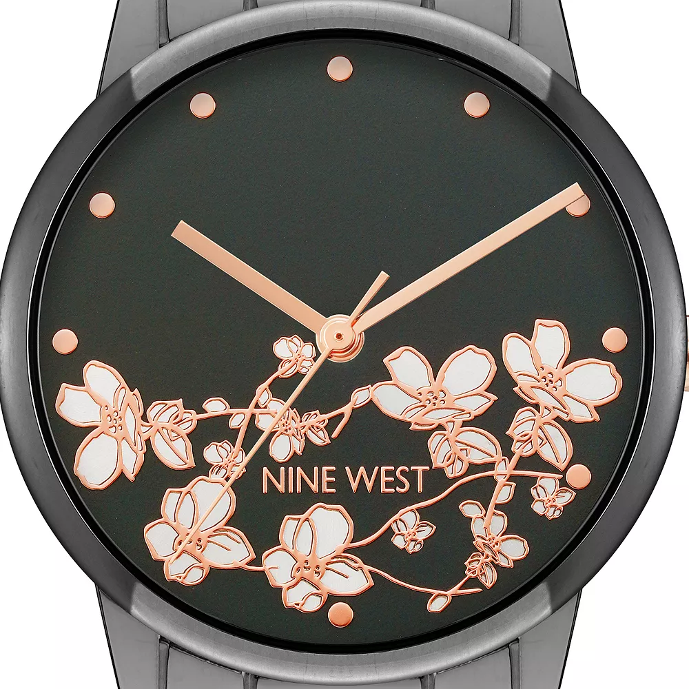 Nine West Women's Flower Dial Two Tone Watch 6 Nine West Women's Flower Dial Two Tone Watch - Image 4