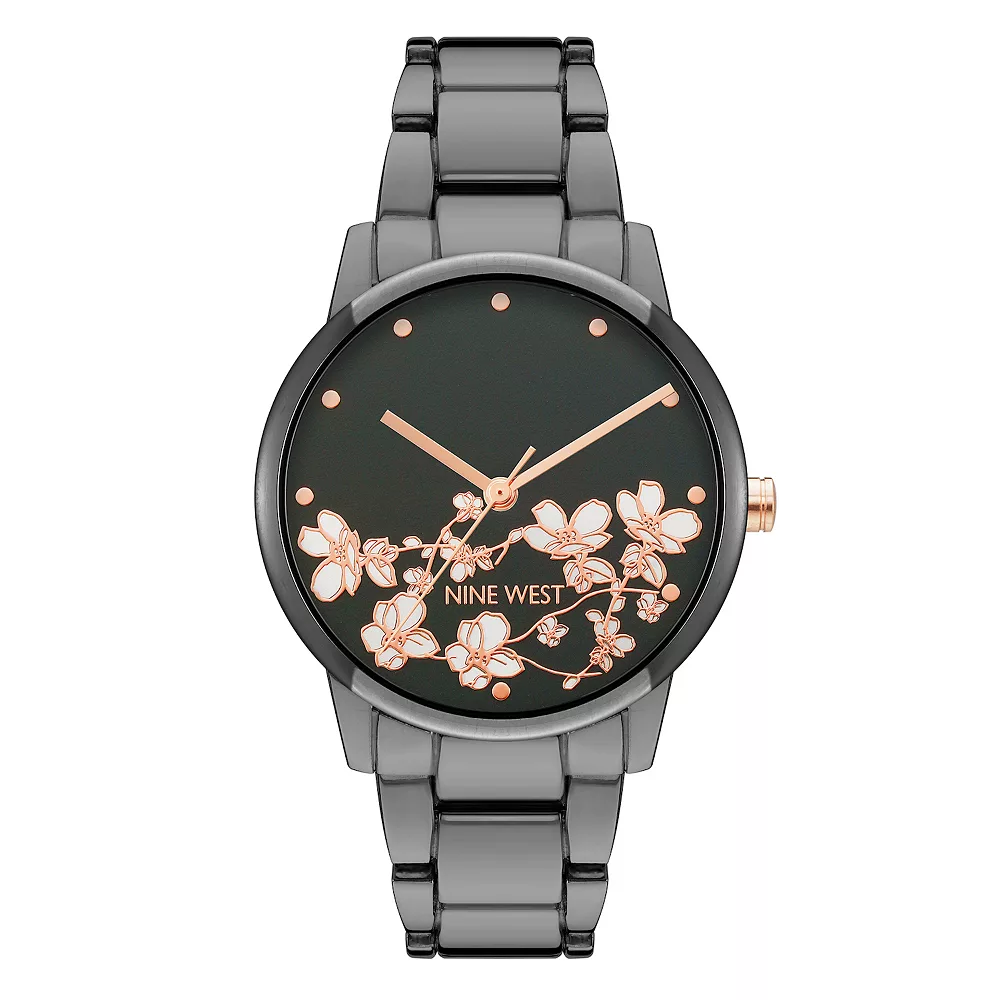 Nine West Women's Flower Dial Two Tone Watch 3 Nine West Women's Flower Dial Two Tone Watch