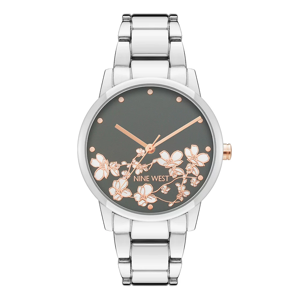 Nine West Women's Flower Dial Two Tone Watch 4 Nine West Women's Flower Dial Two Tone Watch - Image 2