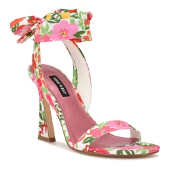 Nine West Kelsie Women's Ankle Wrap Dress Sandals -Nine West shop 6101996 Pink Floral Multi