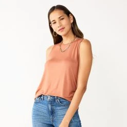 Nine West Essential Easy High-Neck Tank -Nine West shop 6171805 Mocha Frosting