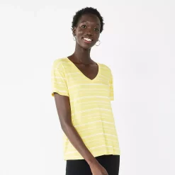 Women's Nine West Essential V-Neck Tee 18 Women's Nine West Essential V-Neck Tee -Nine West shop 6172031 Yellow Stripe